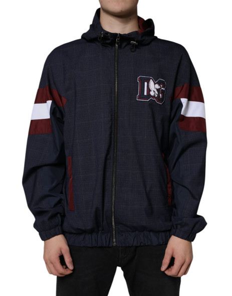 Dolce & Gabbana Blue Logo Full Zip Hooded Men Bomber Jacket Dolce & Gabbana Blue Logo Full Zip Hooded Men Bomber Jacket