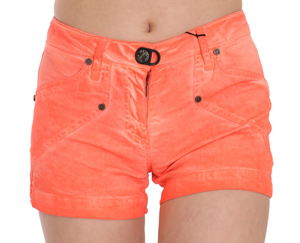 Orange Mid Waist Cotton Denim Mini Shorts Orange Mid Waist Cotton Denim Mini Shorts