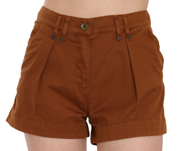 Brown Mid Waist Cotton Denim Mini Shorts Brown Mid Waist Cotton Denim Mini Shorts