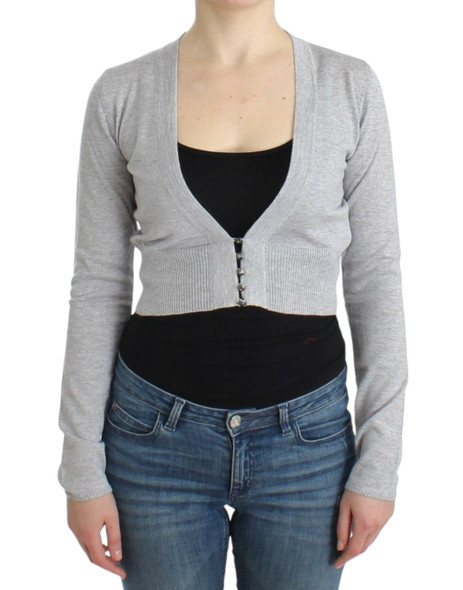 Cavalli Gray cropped wool cardigan Cavalli Gray cropped wool cardigan