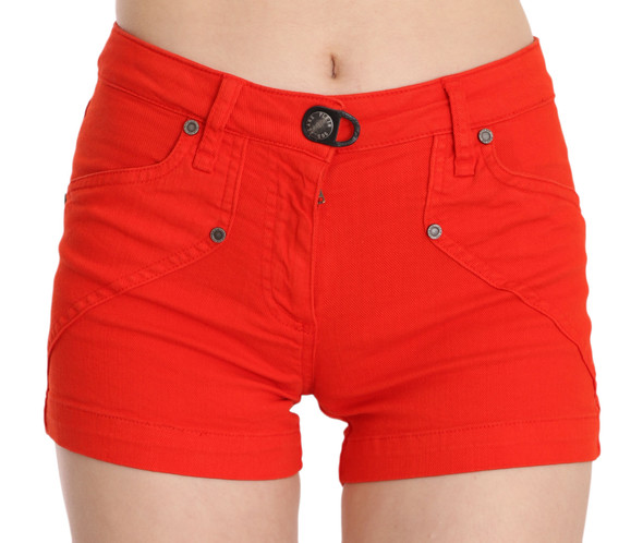 Orange Mid Waist Cotton Denim Mini Orange Mid Waist Cotton Denim Mini