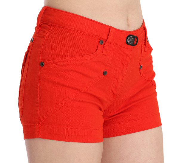 Orange Mid Waist Cotton Denim Mini Orange Mid Waist Cotton Denim Mini