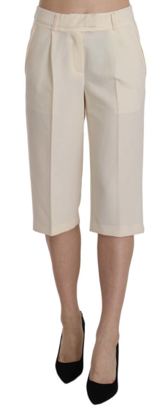 Cream Mid Waist Cotton Straight Cropped Pants Cream Mid Waist Cotton Straight Cropped Pants