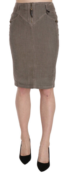 Gray Corduroy Pencil Straight A-Line Skirt Gray Corduroy Pencil Straight A-Line Skirt