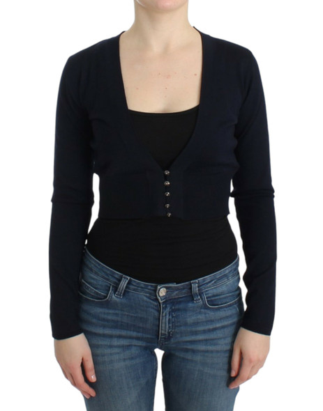 Cavalli Black cropped wool cardigan Cavalli Black cropped wool cardigan