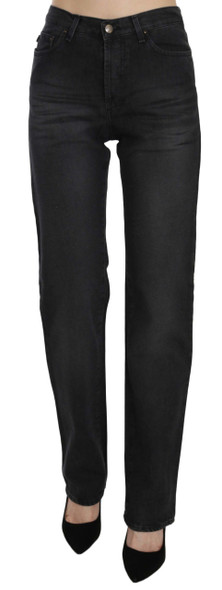 Just Cavalli Black Washed High Waist Straight Denim Pants Jeans Just Cavalli Black Washed High Waist Straight Denim Pants Jeans
