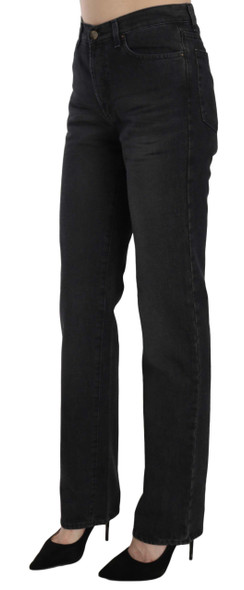 Just Cavalli Black Washed High Waist Straight Denim Pants Jeans Just Cavalli Black Washed High Waist Straight Denim Pants Jeans