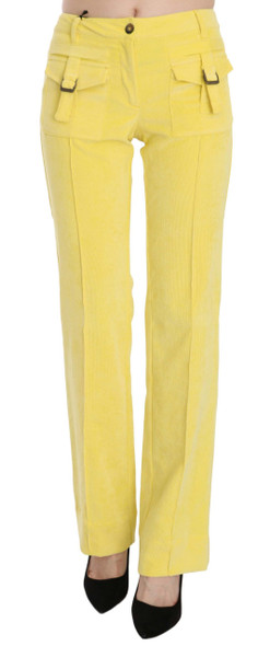 Just Cavalli Yellow Corduroy Mid Waist Straight Trousers Pants Just Cavalli Yellow Corduroy Mid Waist Straight Trousers Pants
