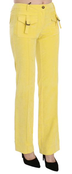 Yellow Corduroy Mid Waist Straight Trousers Pants Yellow Corduroy Mid Waist Straight Trousers Pants