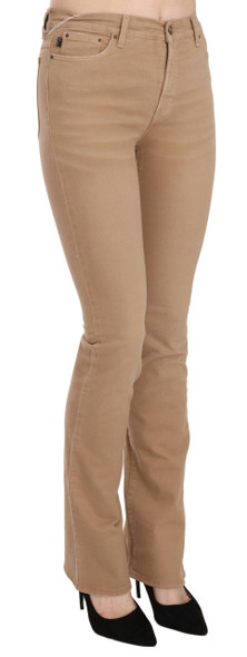 Brown Cotton Stretch Mid Waist Skinny Trousers Pants Brown Cotton Stretch Mid Waist Skinny Trousers Pants