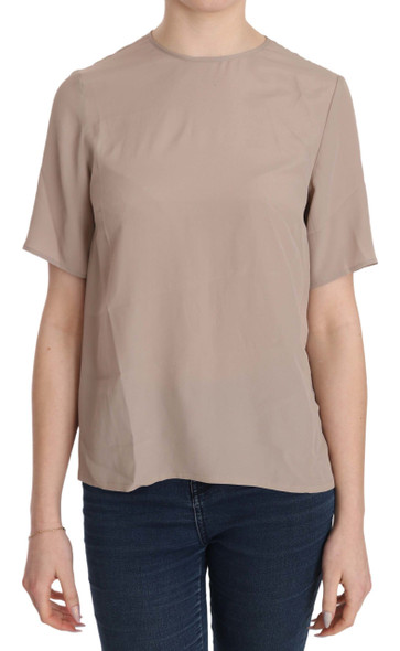 Dolce & Gabbana Beige Crew Neck Short Sleeve Blouse Dolce & Gabbana Beige Crew Neck Short Sleeve Blouse