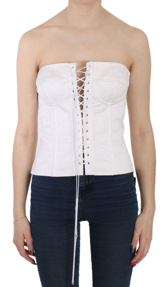 Dolce & Gabbana White PALERMO Cotton Bustier Top Corset Dolce & Gabbana White PALERMO Cotton Bustier Top Corset