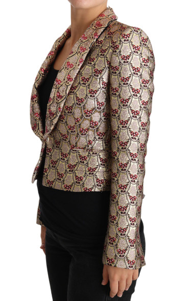 Dolce & Gabbana Gold Floral Sequined Blazer Coat Jacket Dolce & Gabbana Gold Floral Sequined Blazer Coat Jacket