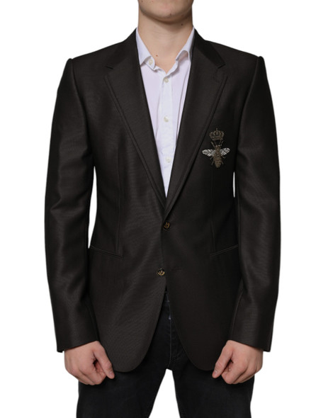 Dolce & Gabbana Blazer Brown Green Bee Wool Jacket Coat Dolce & Gabbana Blazer Brown Green Bee Wool Jacket Coat