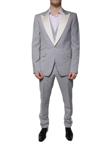 Dolce & Gabbana Gray Wool 3 Piece Slim Fit Formal Suit Dolce & Gabbana Gray Wool 3 Piece Slim Fit Formal Suit