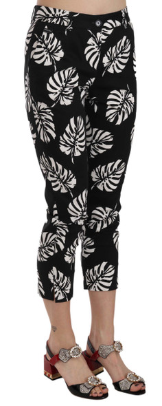 Dolce & Gabbana Black Palm Leaf Print Skinny Pants Dolce & Gabbana Black Palm Leaf Print Skinny Pants