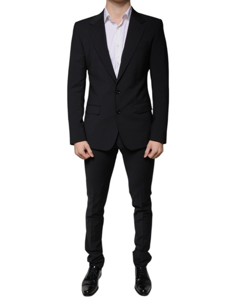 Dolce & Gabbana Black Wool 3 Piece Slim Fit Formal Men Suit Dolce & Gabbana Black Wool 3 Piece Slim Fit Formal Men Suit