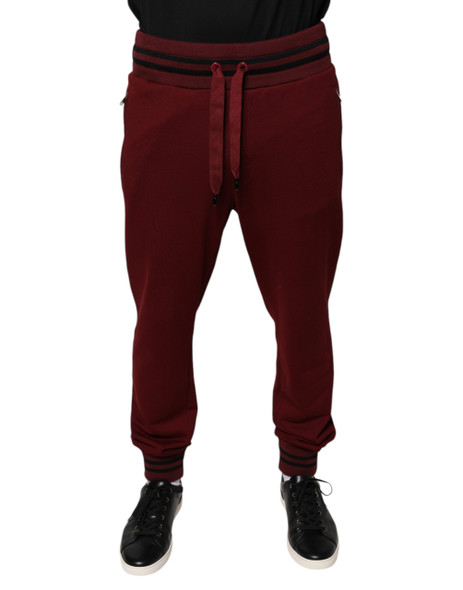 Dolce & Gabbana Dark Red Cotton Men Jogger Sweatpants Pants Dolce & Gabbana Dark Red Cotton Men Jogger Sweatpants Pants