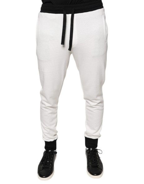 Dolce & Gabbana White Cotton Slim Men Jogger Sweatpants Pants Dolce & Gabbana White Cotton Slim Men Jogger Sweatpants Pants