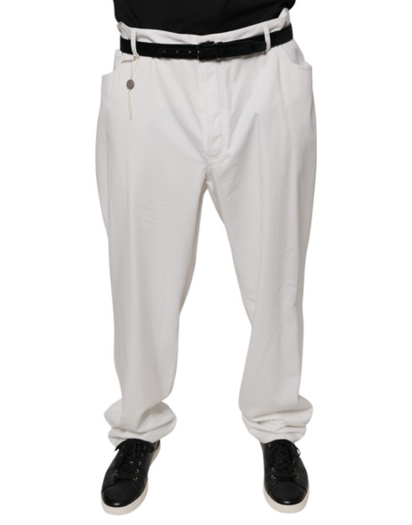 White Cotton Men Dress Tapered Pants White Cotton Men Dress Tapered Pants