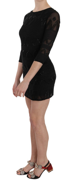 Black Silk Sequined Mini Shift Gown Black Silk Sequined Mini Shift Gown