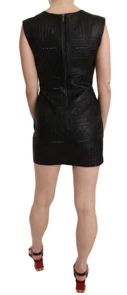 Black Leather Studded Mini Shift Dress Black Leather Studded Mini Shift Dress