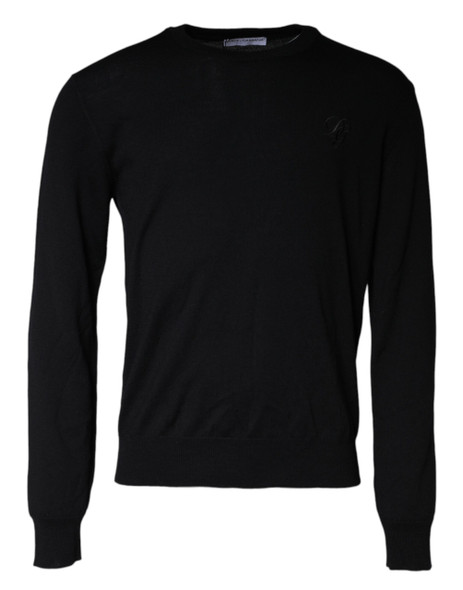 Black Wool Knit Crew Neck Pullover Sweater Black Wool Knit Crew Neck Pullover Sweater