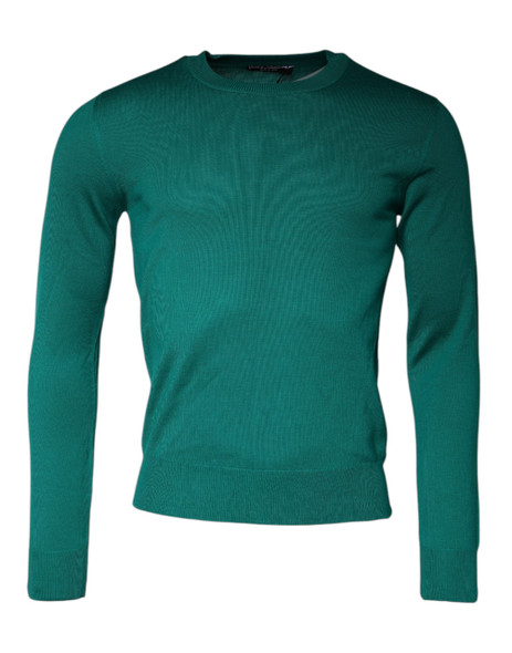 Dolce & Gabbana Green Wool Knit Crew Neck Pullover Sweater Dolce & Gabbana Green Wool Knit Crew Neck Pullover Sweater