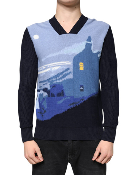 Multicolor Long Sleeves V-neck Pullover Sweater Multicolor Long Sleeves V-neck Pullover Sweater