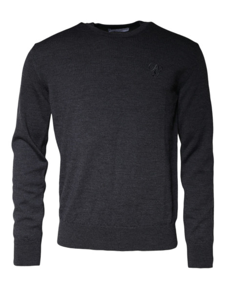 Dark Gray Wool Crew Neck Pullover Sweater TSH86990 Dark Gray Wool Crew Neck Pullover Sweater TSH86990