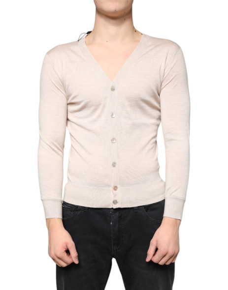 Dolce & Gabbana Beige Cashmere Button Down Cardigan Sweater Dolce & Gabbana Beige Cashmere Button Down Cardigan Sweater