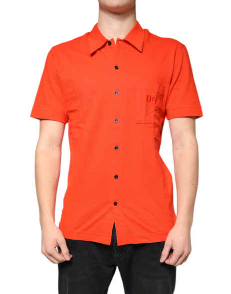 Orange Cotton Button Down Casual Polo Shirt Orange Cotton Button Down Casual Polo Shirt