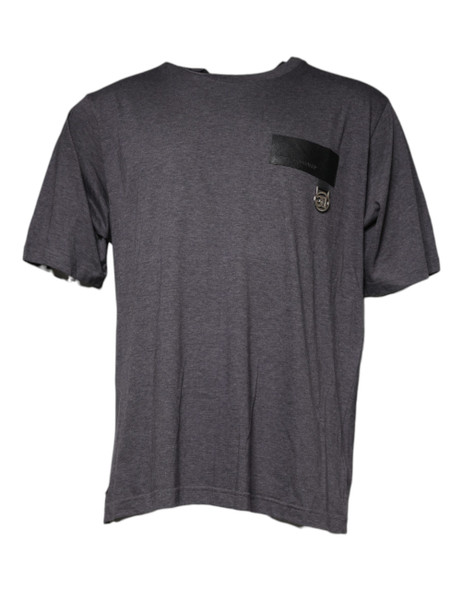 Dolce & Gabbana Gray Logo Patch Cotton Crew Neck T-shirt Dolce & Gabbana Gray Logo Patch Cotton Crew Neck T-shirt