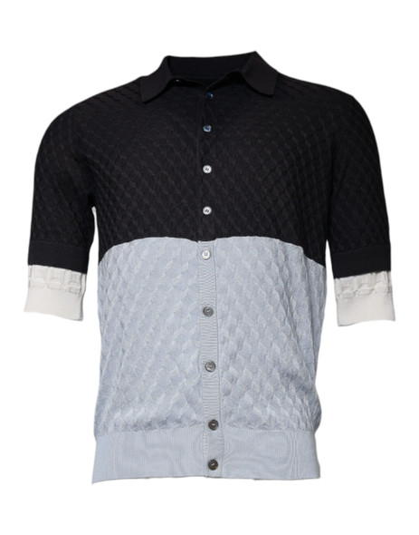Dolce & Gabbana Multicolor Silk Button Down Collared T-shirt Dolce & Gabbana Multicolor Silk Button Down Collared T-shirt