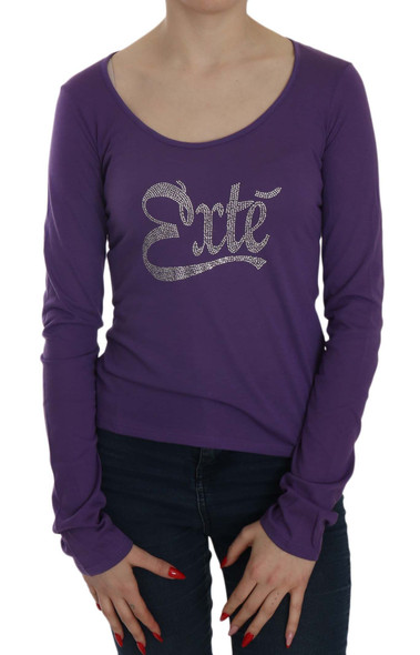 Purple Crystal Embellished Long Sleeve Casual Top Purple Crystal Embellished Long Sleeve Casual Top