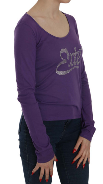 Purple Crystal Embellished Long Sleeve Casual Top Purple Crystal Embellished Long Sleeve Casual Top