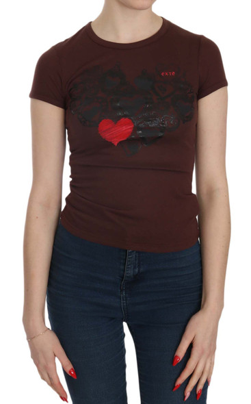 Brown Hearts Short Sleeve Casual T-shirt Top Brown Hearts Short Sleeve Casual T-shirt Top