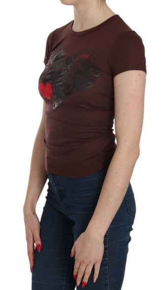Brown Hearts Short Sleeve Casual T-shirt Top Brown Hearts Short Sleeve Casual T-shirt Top