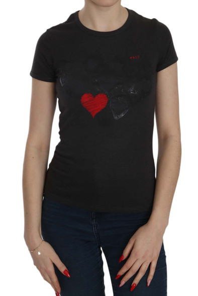 Black Hearts Print Short Sleeve Casual Shirt Top Black Hearts Print Short Sleeve Casual Shirt Top