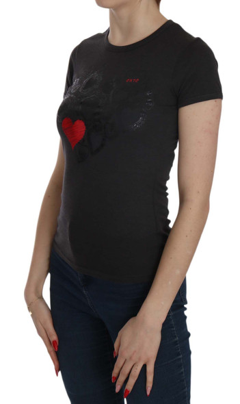 Black Hearts Print Short Sleeve Casual Shirt Top Black Hearts Print Short Sleeve Casual Shirt Top