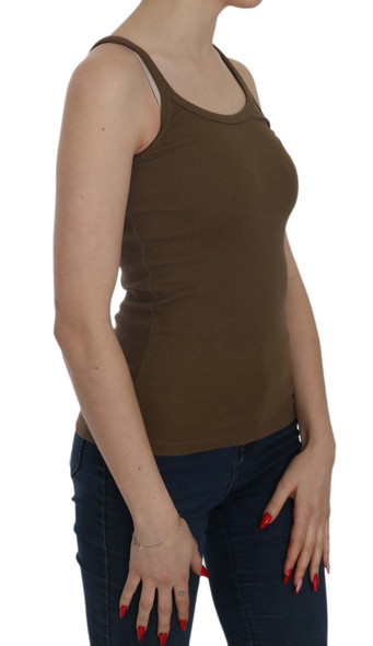 Brown Sleeveless Spaghetti Strap Blouse Top Brown Sleeveless Spaghetti Strap Blouse Top