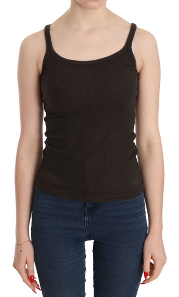 PINK MEMORIES Dark Brown Sleeveless Spaghetti Strap Blouse PINK MEMORIES Dark Brown Sleeveless Spaghetti Strap Blouse