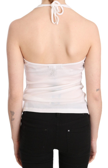 GF Ferre White Halter Cotton Sleeveless Casual Tank Top Blouse GF Ferre White Halter Cotton Sleeveless Casual Tank Top Blouse