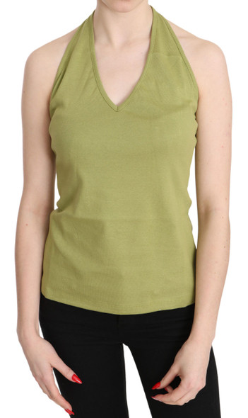 Green Halter Cotton Sleeveless Casual Tank Top Blouse Green Halter Cotton Sleeveless Casual Tank Top Blouse