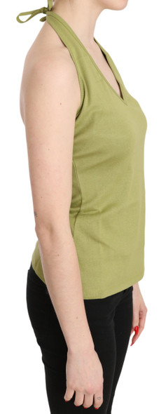 Green Halter Cotton Sleeveless Casual Tank Top Blouse Green Halter Cotton Sleeveless Casual Tank Top Blouse