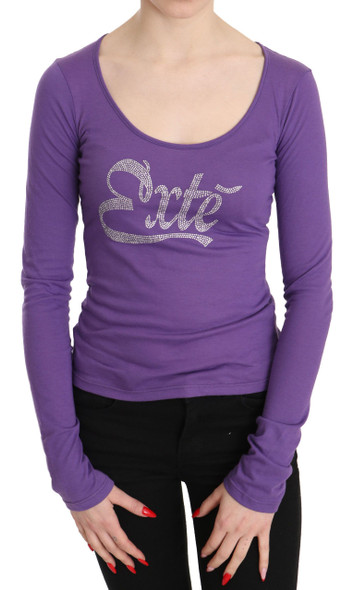 Purple Exte Crystal Embellished Long Sleeve Top Blouse Purple Exte Crystal Embellished Long Sleeve Top Blouse