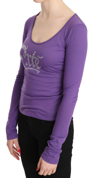 Purple Exte Crystal Embellished Long Sleeve Top Blouse Purple Exte Crystal Embellished Long Sleeve Top Blouse
