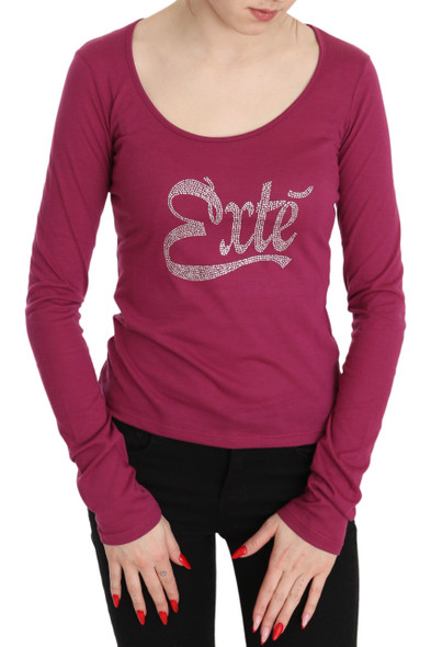 Pink Exte Crystal Embellished Long Sleeve Top Pink Exte Crystal Embellished Long Sleeve Top