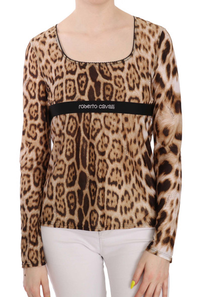 Brown Round Neck Leopard Women Top Blouse Brown Round Neck Leopard Women Top Blouse