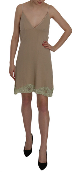 Beige Lace Spaghetti Strap Mini Cotton Dress Beige Lace Spaghetti Strap Mini Cotton Dress